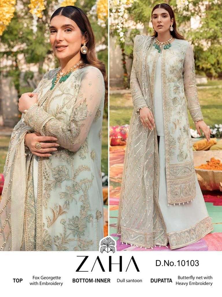 ZAHA 10103 HIT DESIGN BY ZAHA GEORGETTE EMBRODIERY WORK PAKISTANI DRESS