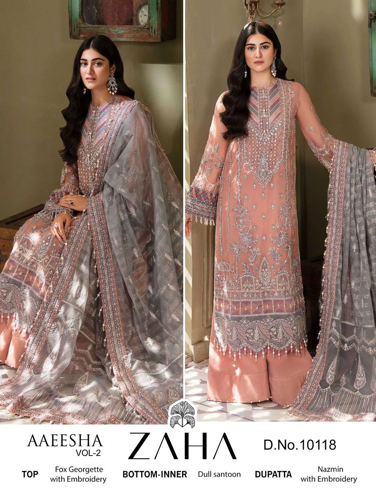 ZAHA 10118 HIT BY ZAHA GEORGETTE EMBROIDERY WORK PAKISTANI DRESS