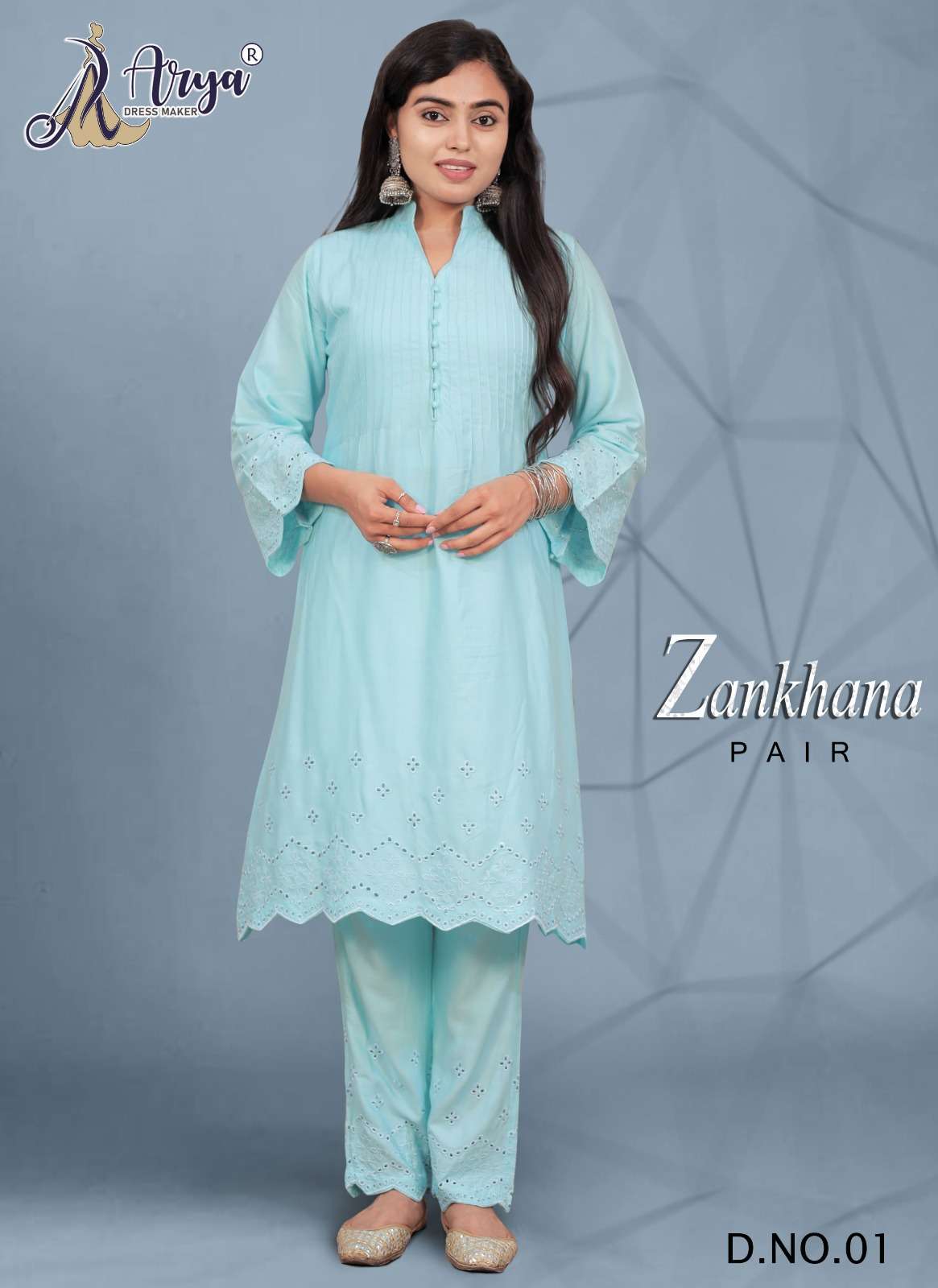 ZANKHANA PAIR BY ARYA DRESS MAKER 01 TO 04 SERIES RAYON COTTON WORK KURTI AND PANTS