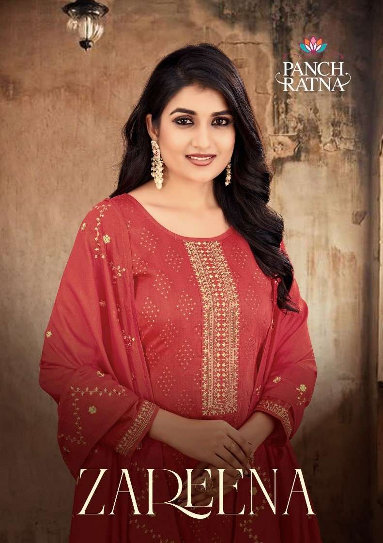 ZAREENA BY PANCH RATNA 18041 TO 18044 SERIES VISCOSE JACQUARD WORK DRESSES