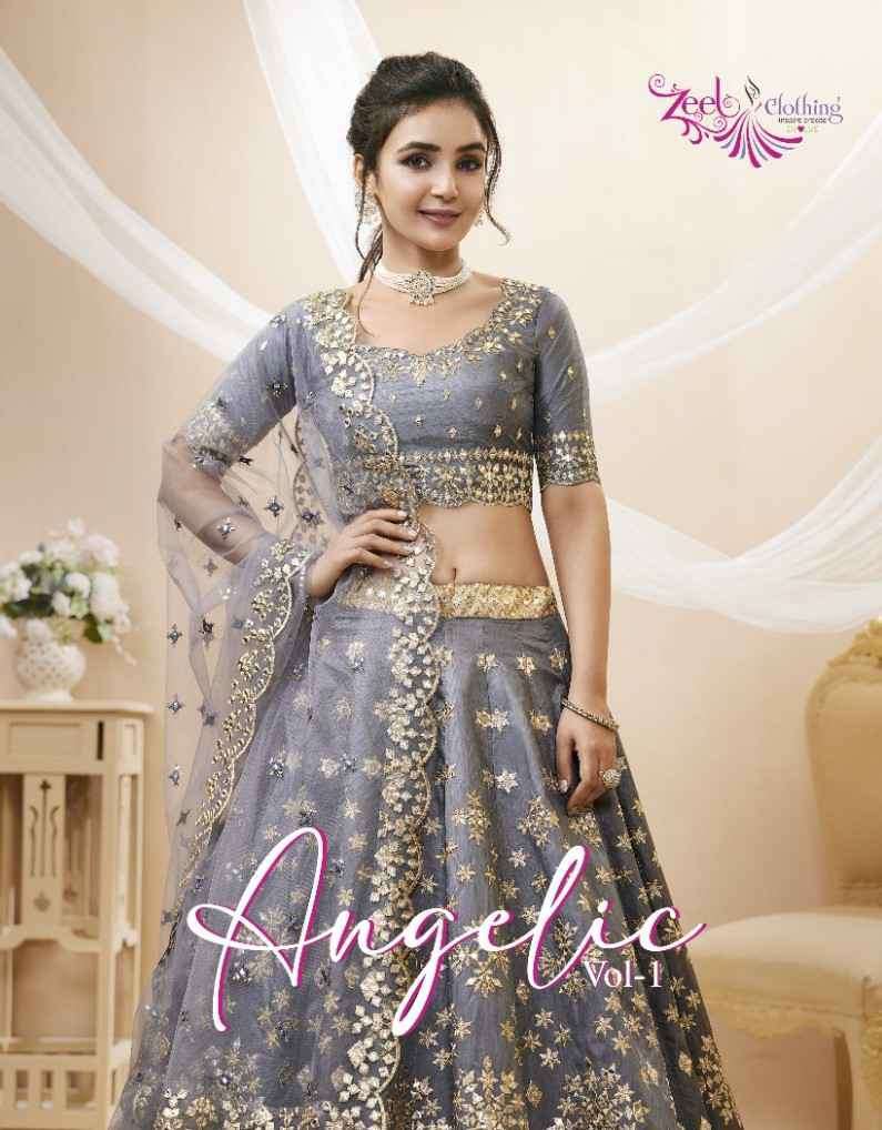 ZEEL ANGELIC VOL-1 BY AQSAWHOLESALE 501 TO 506 SERIES SILK HEAVY WORK LEHENGAS