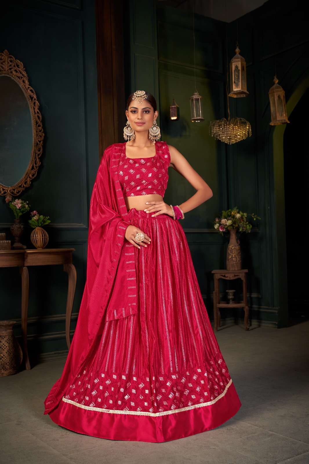 ZEEYA NADIRA BY VARNI FABRICS CHINON/GEORGETTE HEAVY WORK OCCASION LEHENGAS