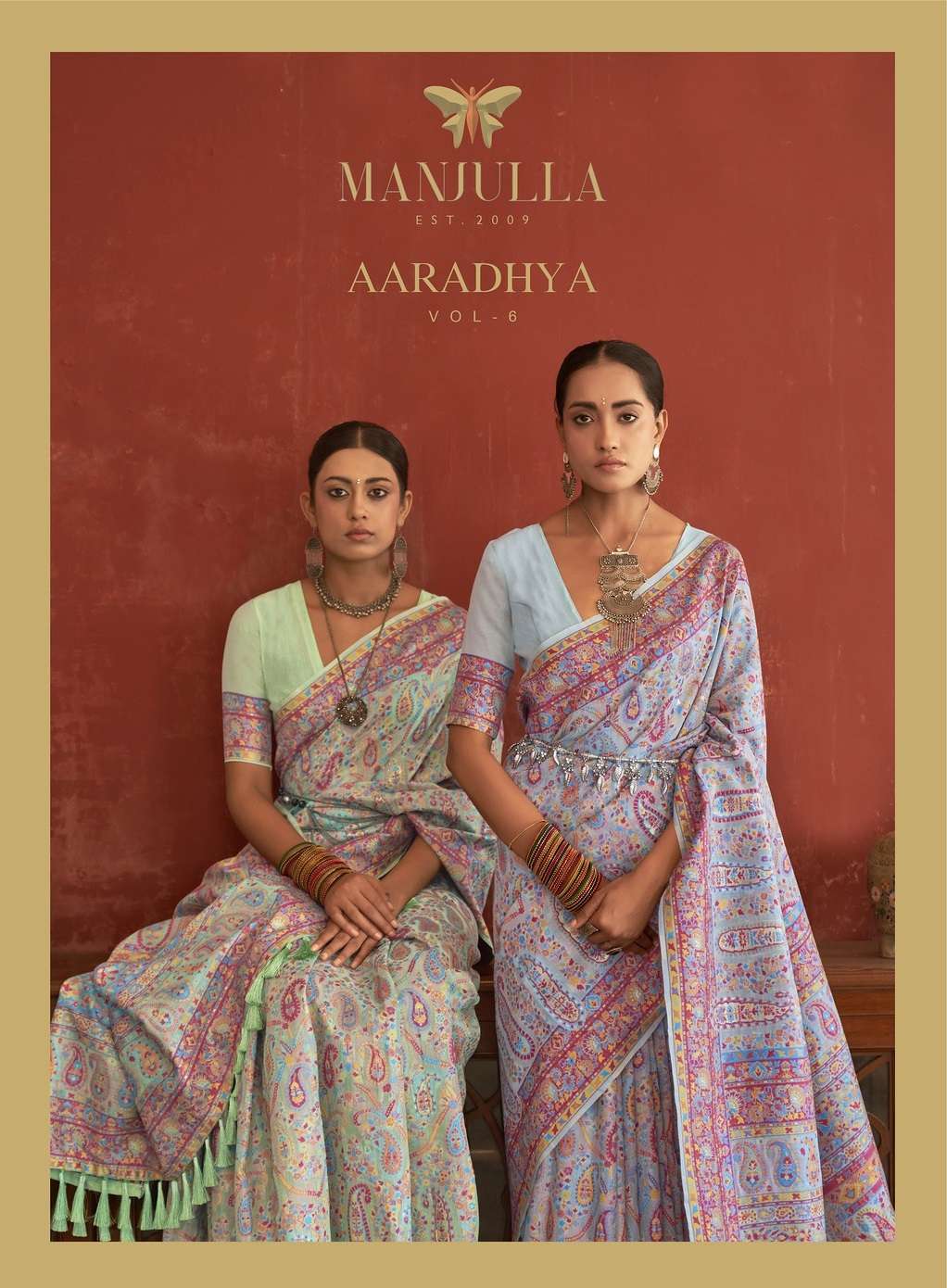 AARADHYA VOL-6 BY MANJULLA 3551-A TO 3551-I SERIES PASHMINA SILK WORK SAREES