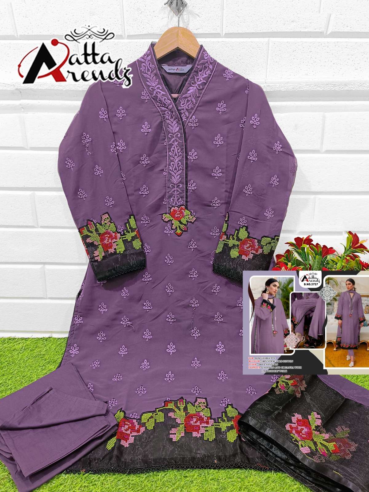 AATTA 2727 COLOURS BY AATTA TRENDZ PURE GEORGETTE EMBRODIERY READYMADE DRESSES