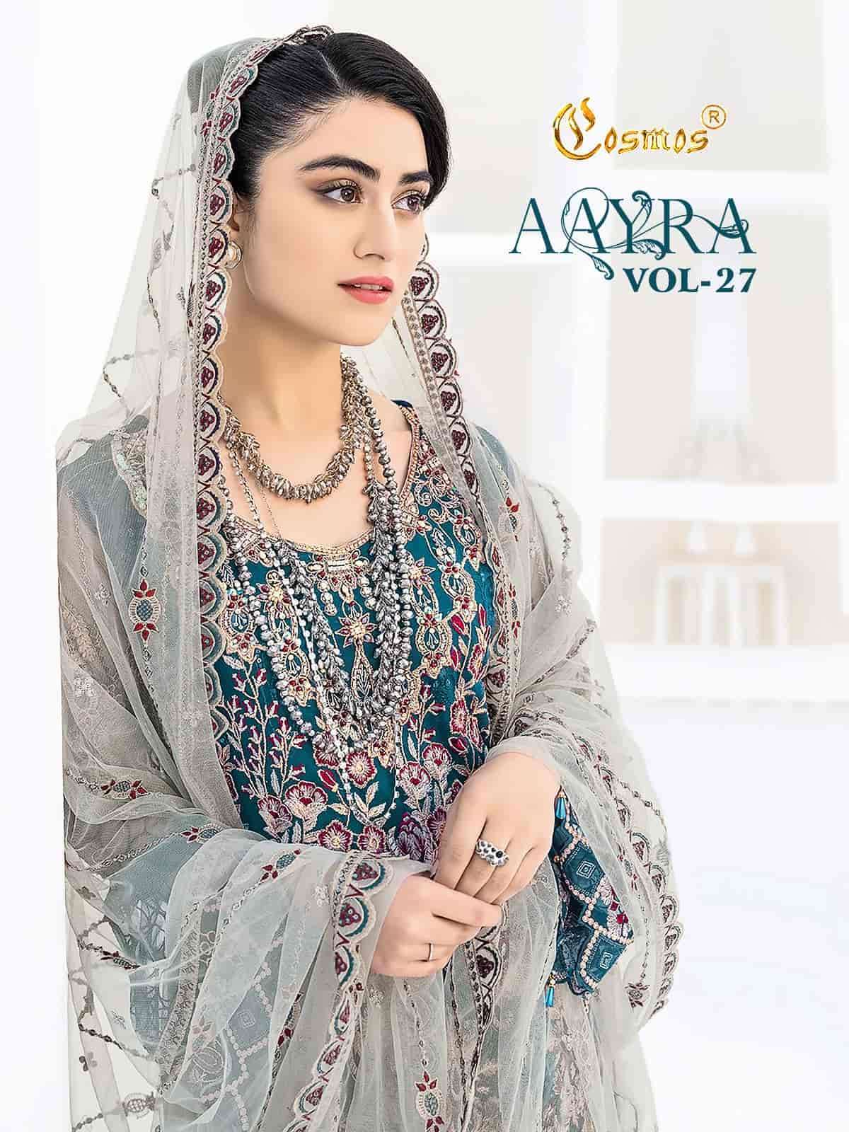 AAYRA VOL-27 BY COSMOS 2701 TO 2706 SERIES FAUX GEORGETTE EMBROIDERY PAKISTANI DRESSES