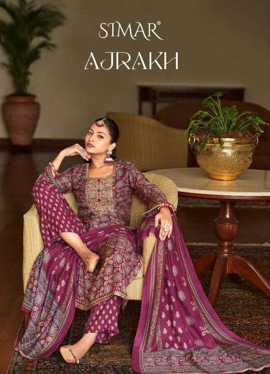 AJRAKH BY SIMAR 1260 TO 1263 SERIES HEAVY MUSLIN EMBROIDERY WORK DRESSES