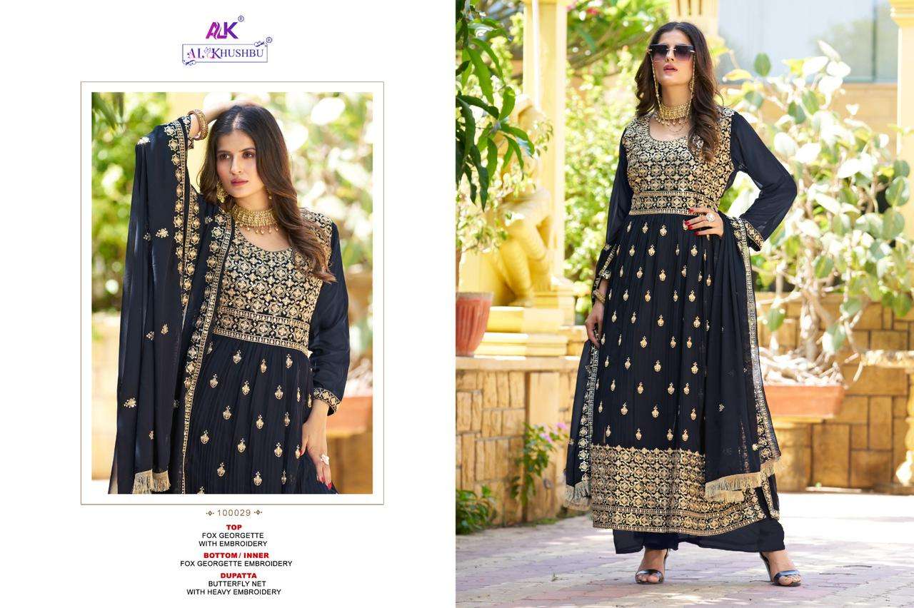 ALK 100029 BY AL KHUSHBU GEORGETTE HEAVY EMBROIDERY READYMADE DRESS