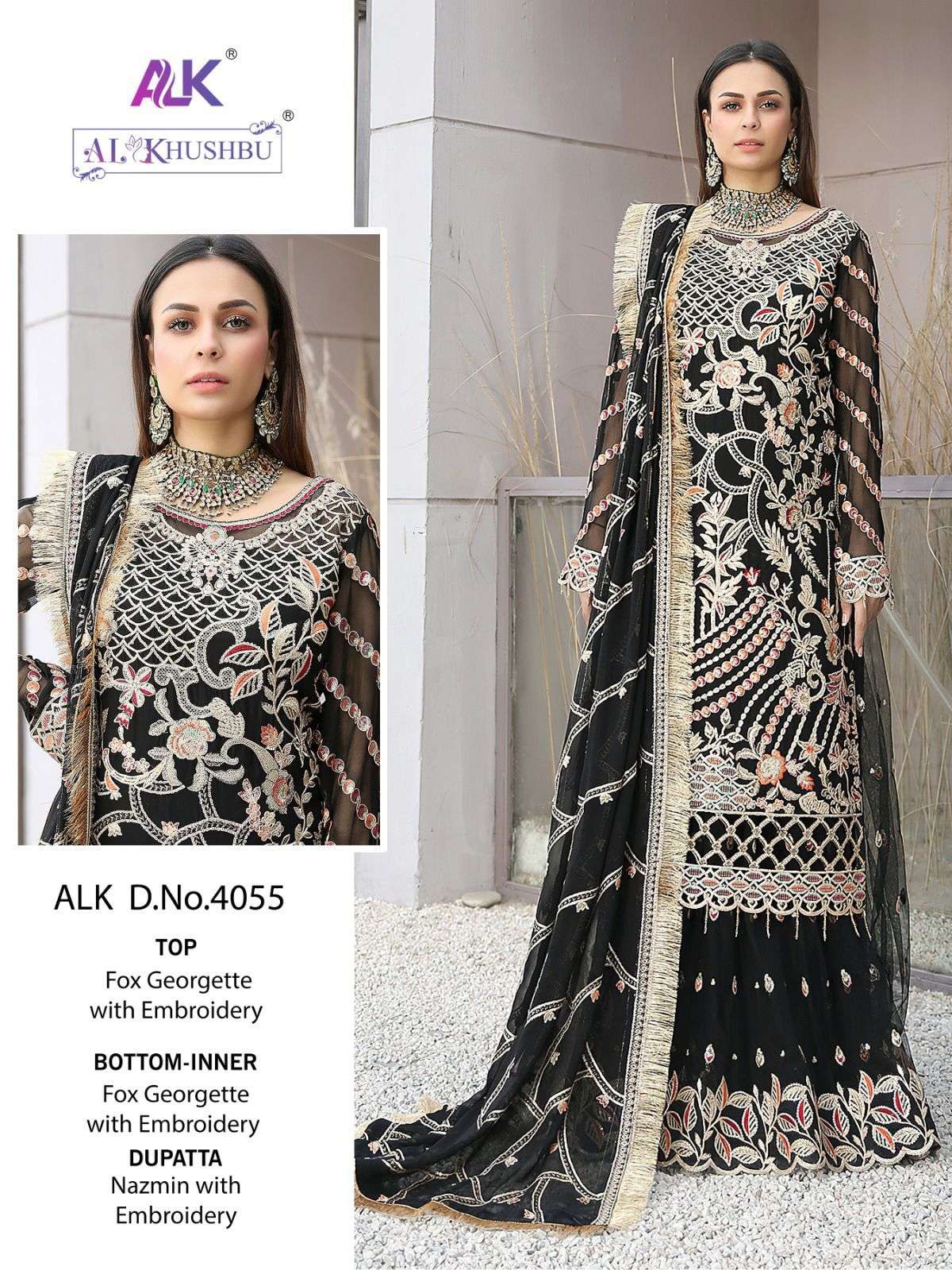 ALK 4055 HIT DESIGN BY AL KHUSHBU GEORGETTE EMBROIDERY PAKISTANI DRESS