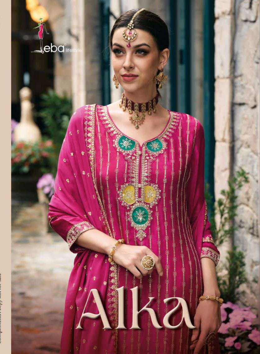 ALKA BY EBA LIFESTYLE 1600 TO 1603 SERIES HEAVY CHINON EMBROIDERY WORK DRESSES