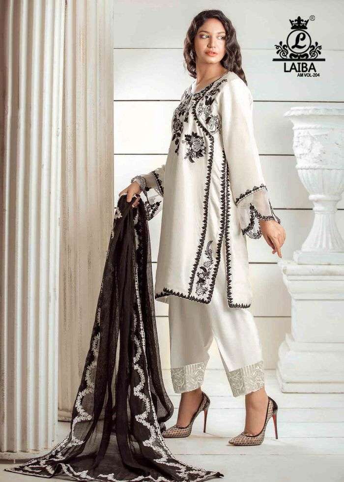 AM VOL-204 BY LAIBA 204-A TO 204-D SERIES PURE GEORGETTE HEAVY WORK READYMADE DRESSES