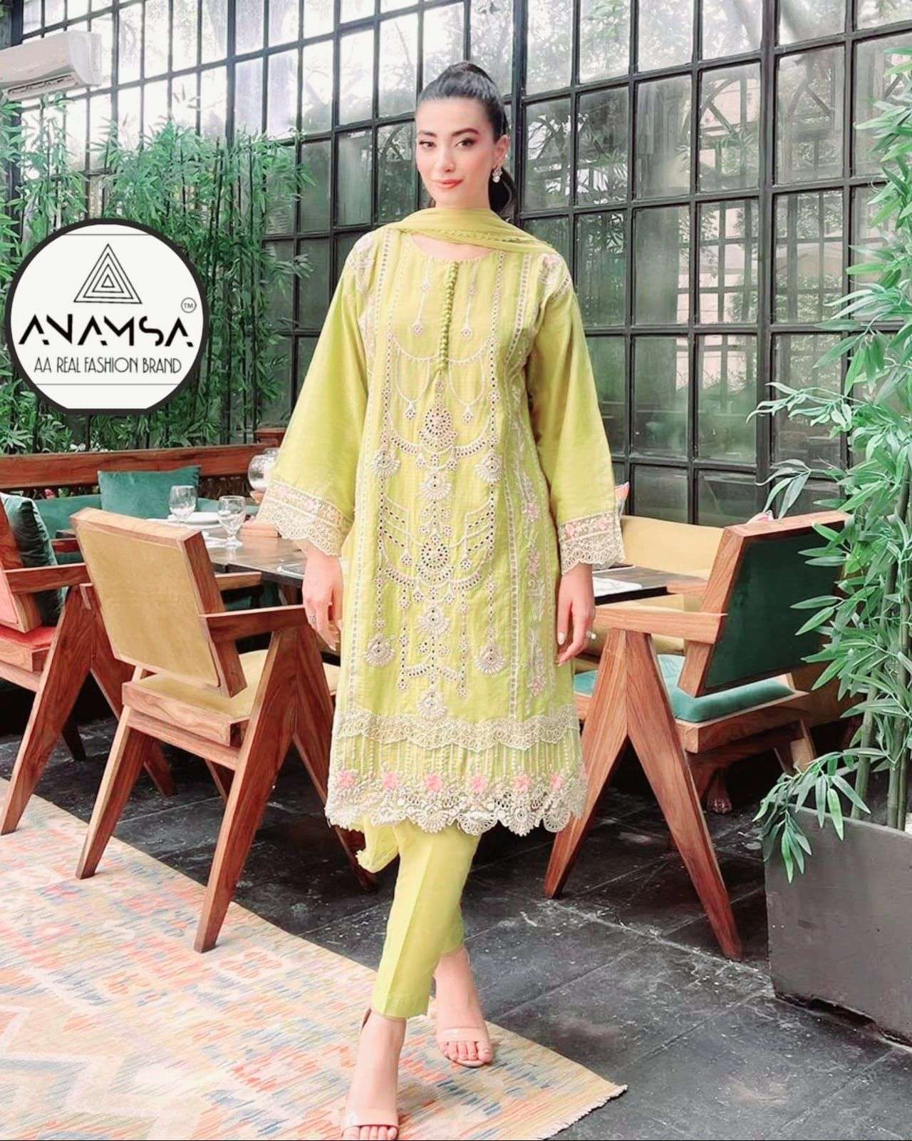 ANAMSA 223 HIT DESIGN BY ANAMSA COTTON EMBROIDERY WORK PAKISTANI DRESS