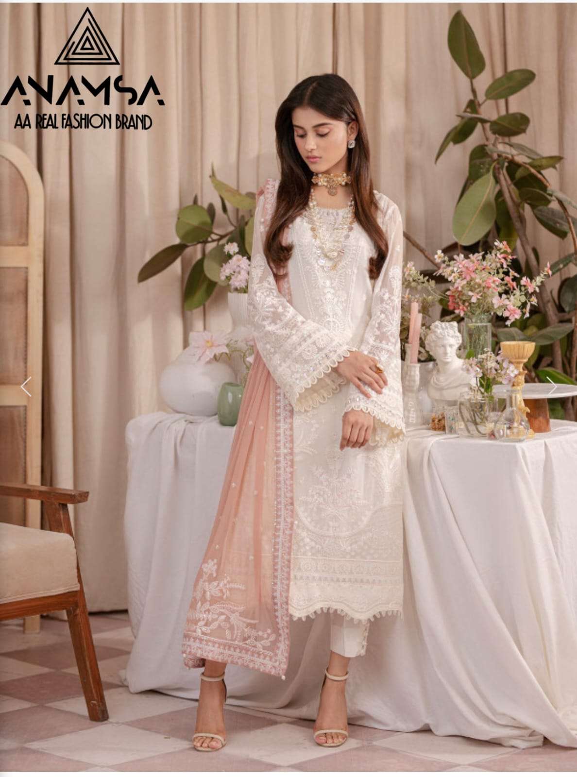 ANAMSA 225 HIT DESIGN BY ANAMSA GEORGETTE EMBROIDERY WORK PAKISTANI DRESS