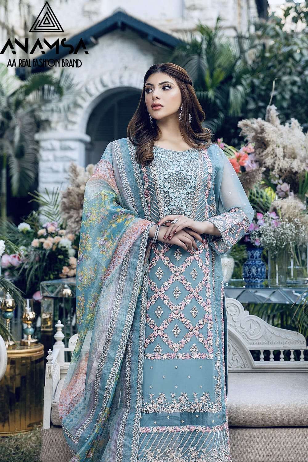 ANAMSA 226 BY ANAMSA GEORGETTE EMBROIDERY SEQUENCE PAKISTANI DRESS