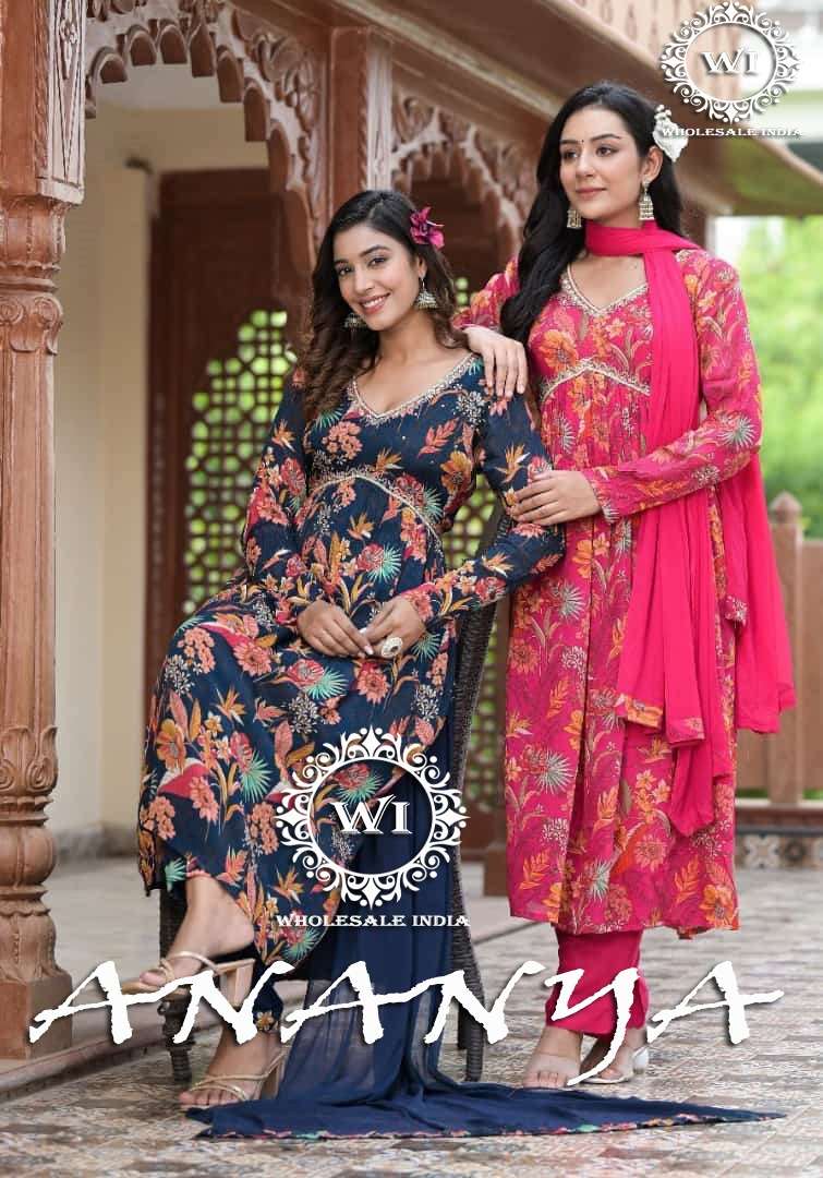 ANANYA BY WHOLESALE INDIA PURE CHINON PRINT WORK READYMADE DRESSES