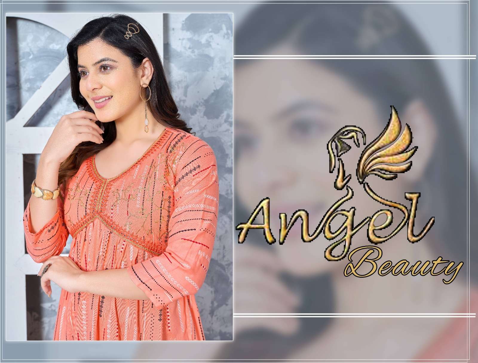 ANGEL BEAUTY BY AQSAWHOLESALE 201 TO 206 SERIES RAYON EMBROIDERY KURTIS