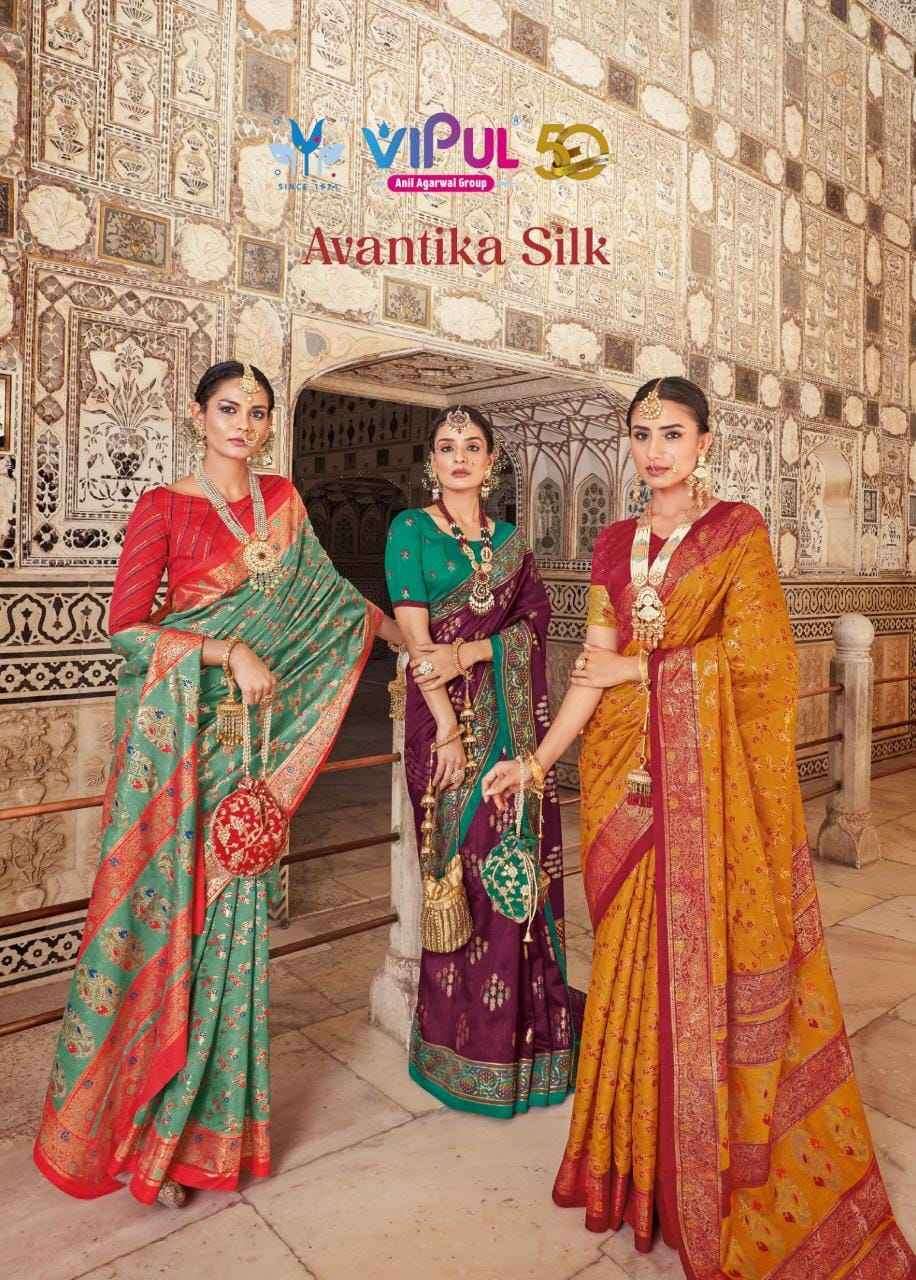 AVANTIKA SILK BY VIPUL 67401 TO 67409 SERIES DESIGNER COTTON SILK SAREES