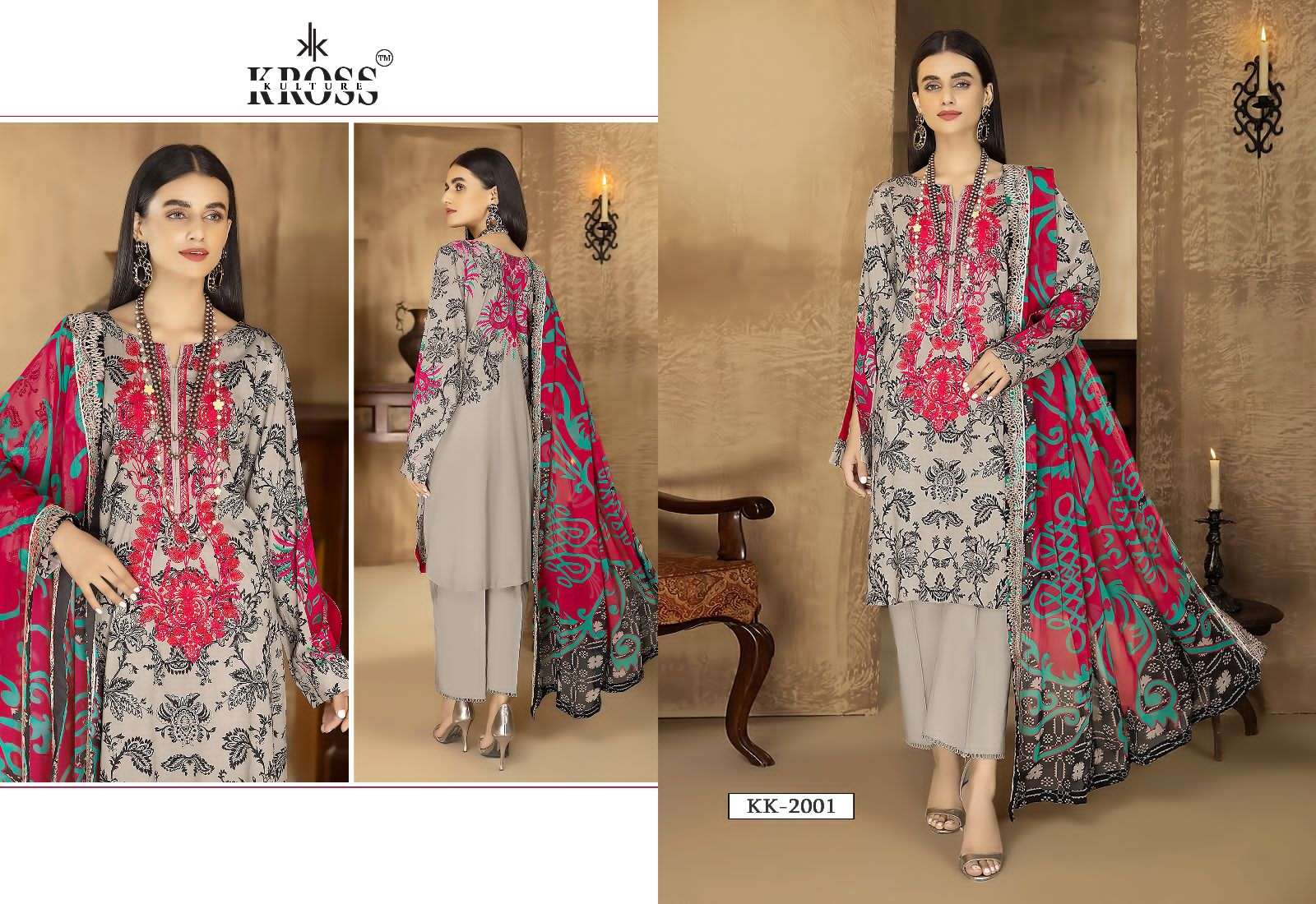 AYESHA ZARA 2001 BY KROSS CULTURE PURE COTTON PRINT WORK PAKISTANI DRESS