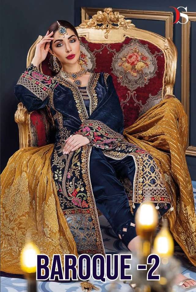 BAROQUE VELVET VOL-2 BY DEEPSY SUITS 1841 TO 1846 SERIES VELVET WORK PAKISTANI DRESSES