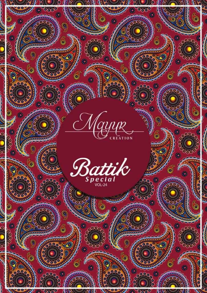 BATTIK SPECIAL VOL-24 BY MAYUR CREATION 2401 TO 2410 SERIES COTTON PRINT DRESSES