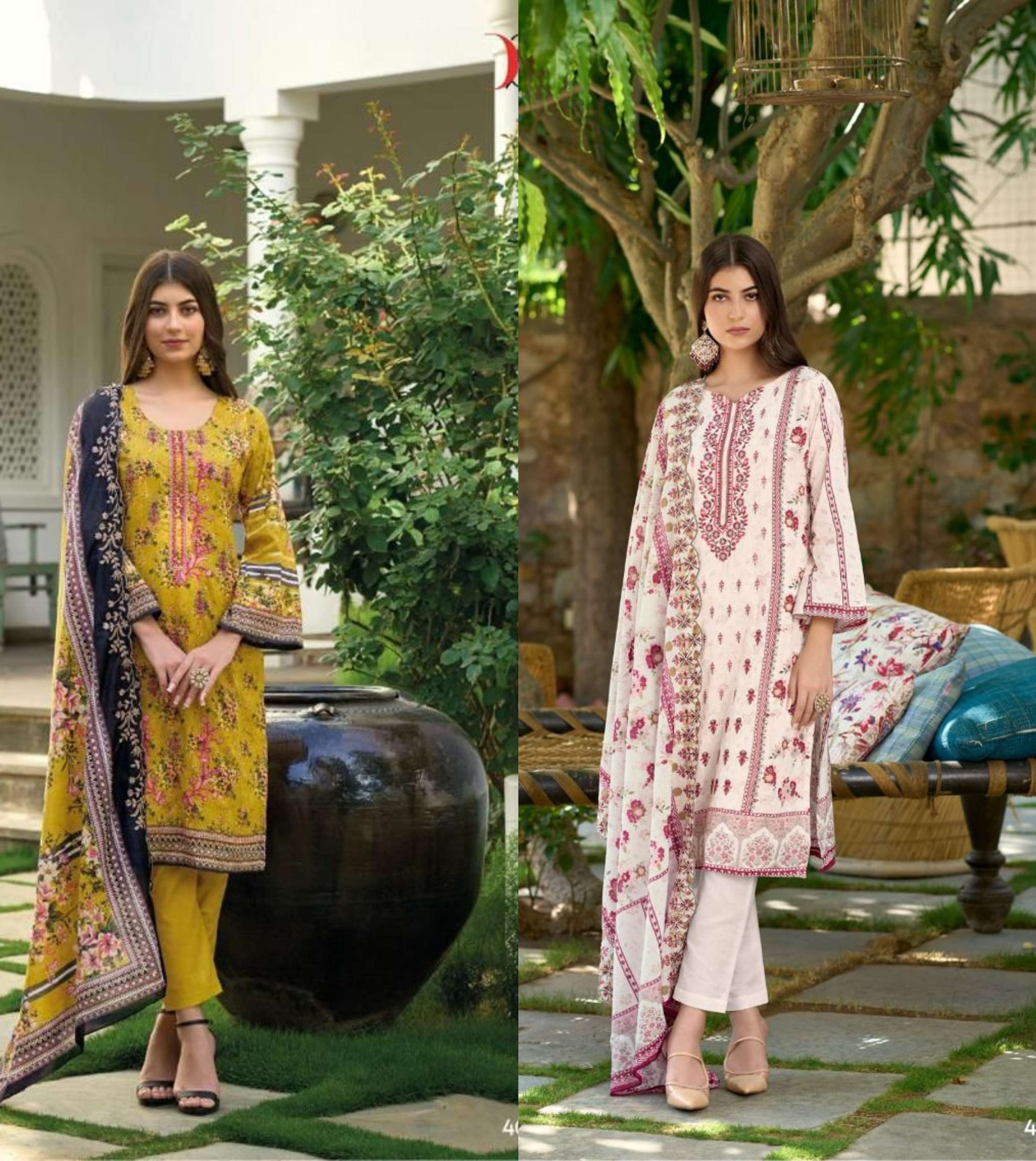 BIN SAEED 4001 & 4008 HITS BY DEEPSY SUITS PURE COTTON EMBROIDERY PAKISTANI DRESSES