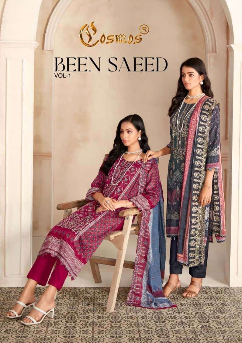 BIN SAEED VOL-1 BY COSMOS 101 TO 110 SERIES JAM COTTON EMBROIDERY DRESSES