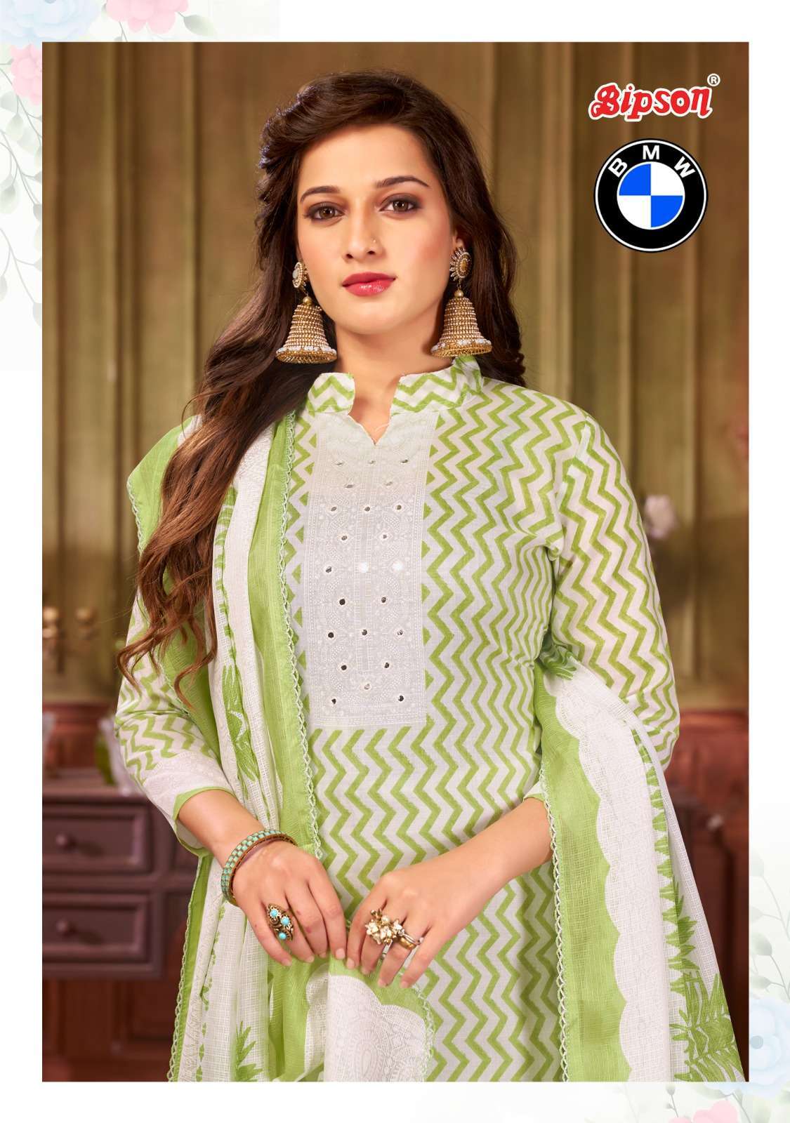 BMW BY BIPSON 2248-A TO 2248-D SERIES COTTON PRINT KHATLI WORK DRESSES