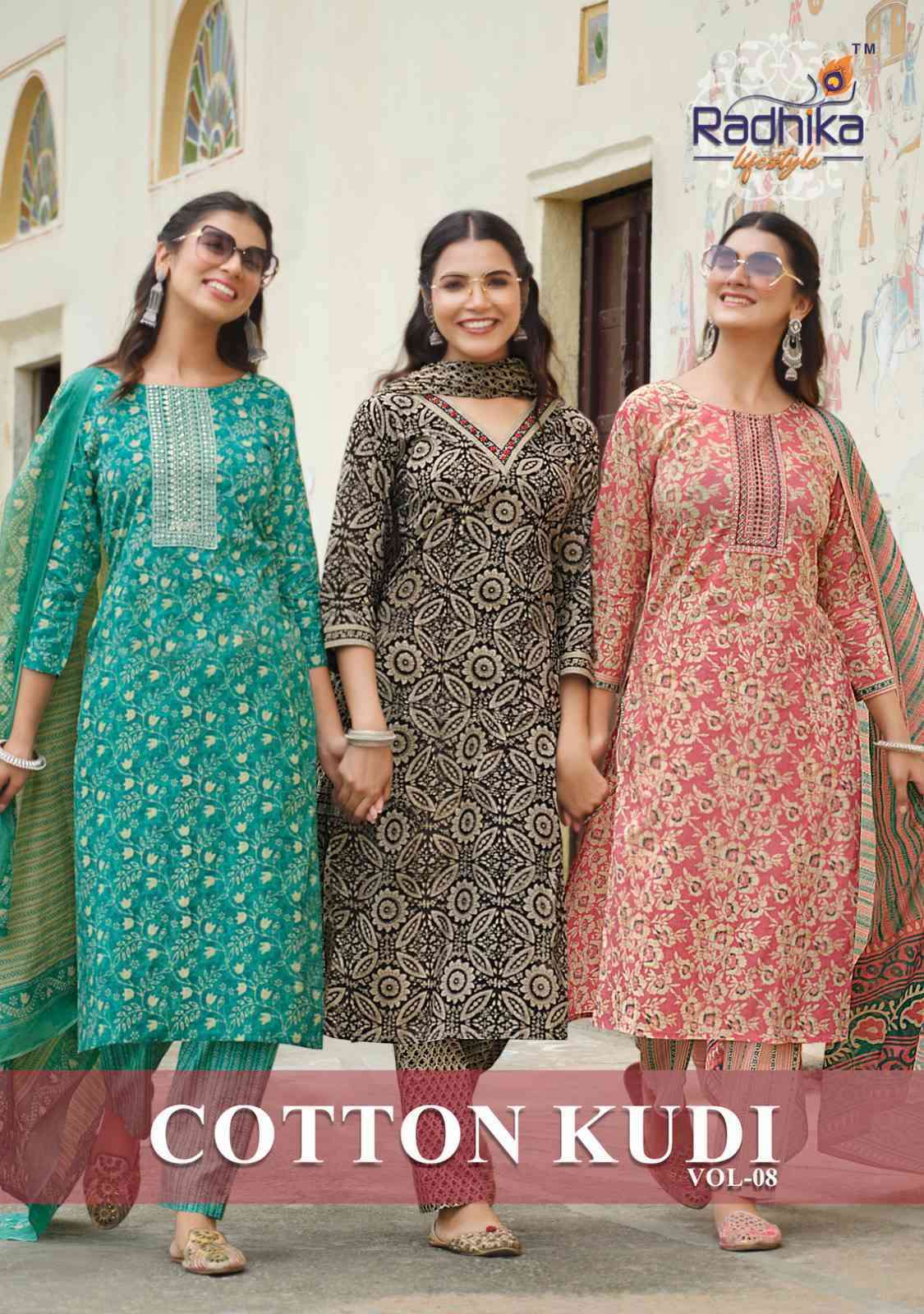 COTTON KUDI VOL-8 BY RADHIKA LIFESTYLE 8001 TO 8008 SERIES COTTON PRINT READYMADE DRESSES