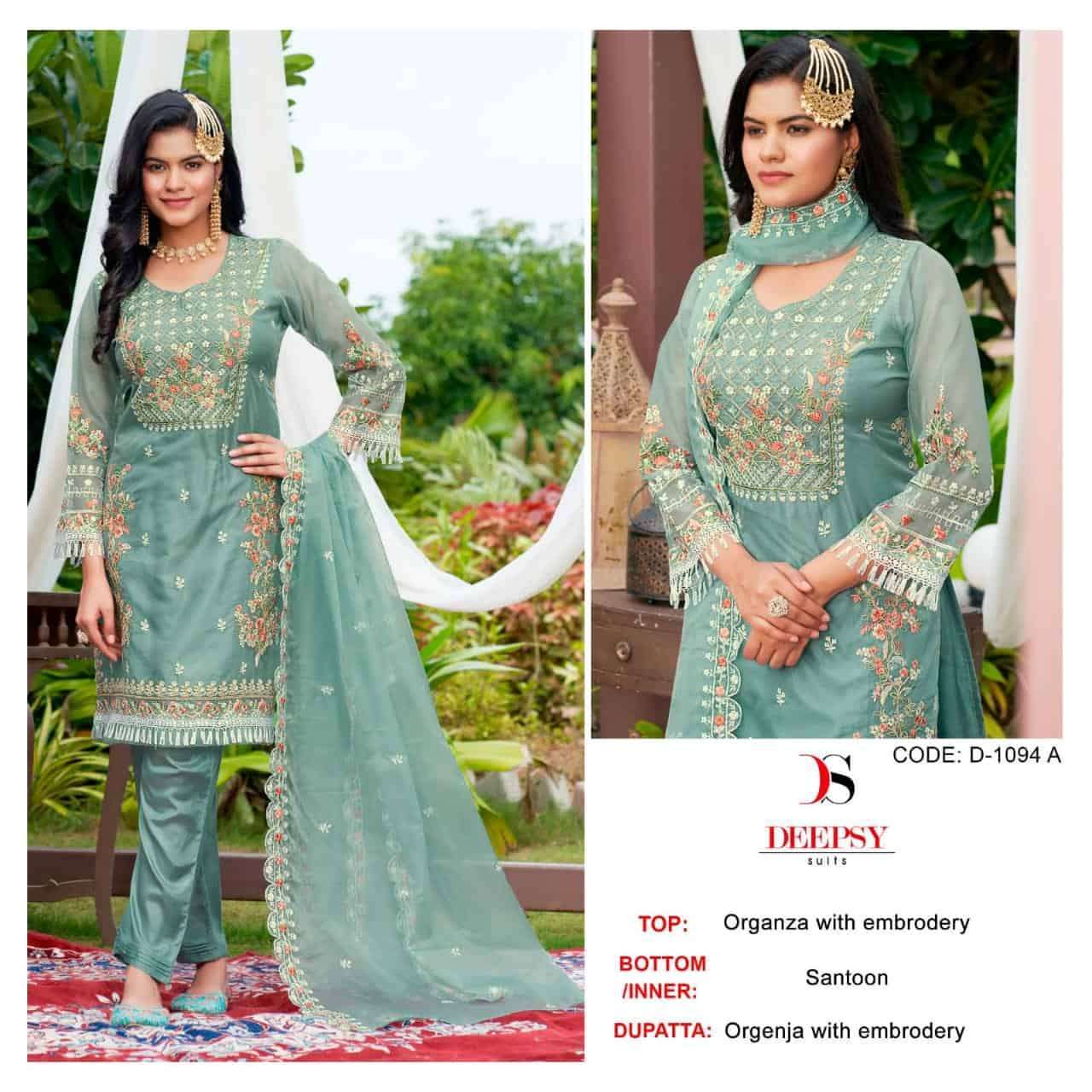 D-1094 COLOURS BY DEEPSY SUITS 1094-A TO 1094-D SERIES ORGANZA WORK PAKISTANI DRESSES