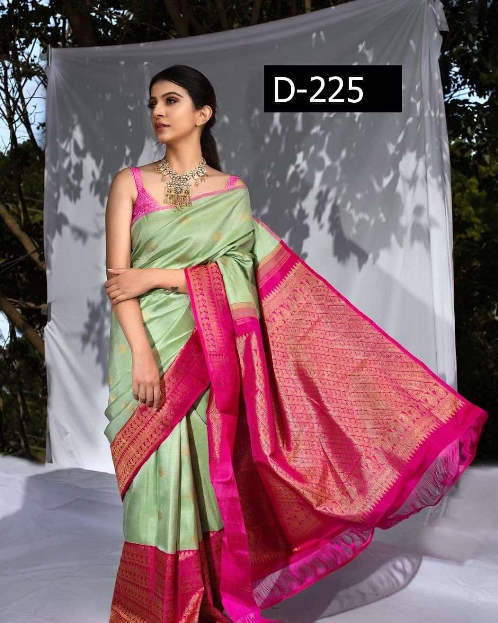 D-225 BY AQSAWHOLESALE SOFT LITCHI SILK DESIGNER SAREE