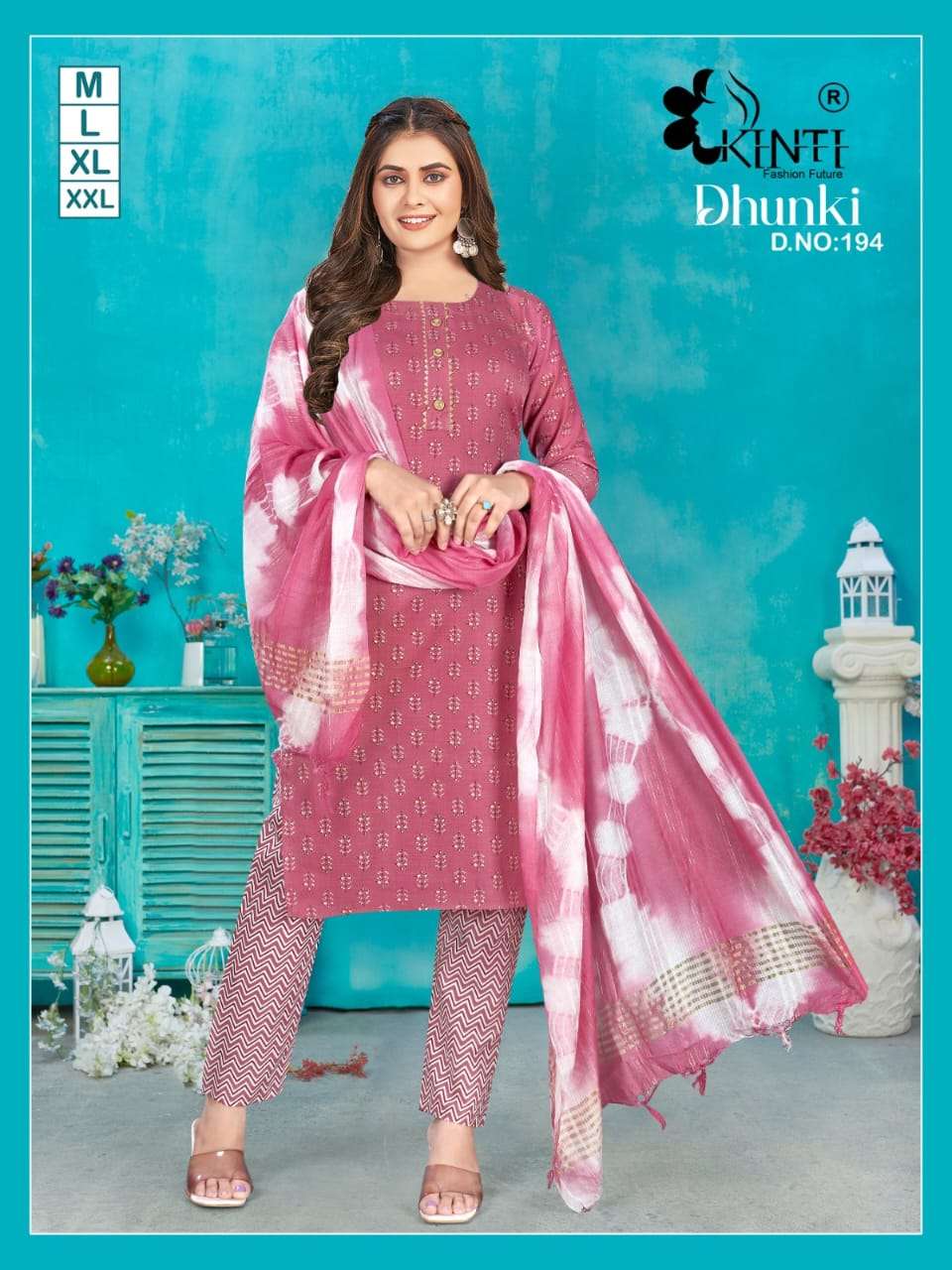 DHUNKI BY KINTI 181 TO 200 SERIES COTTON SLUB PRINT WORK READYMADE DRESSES