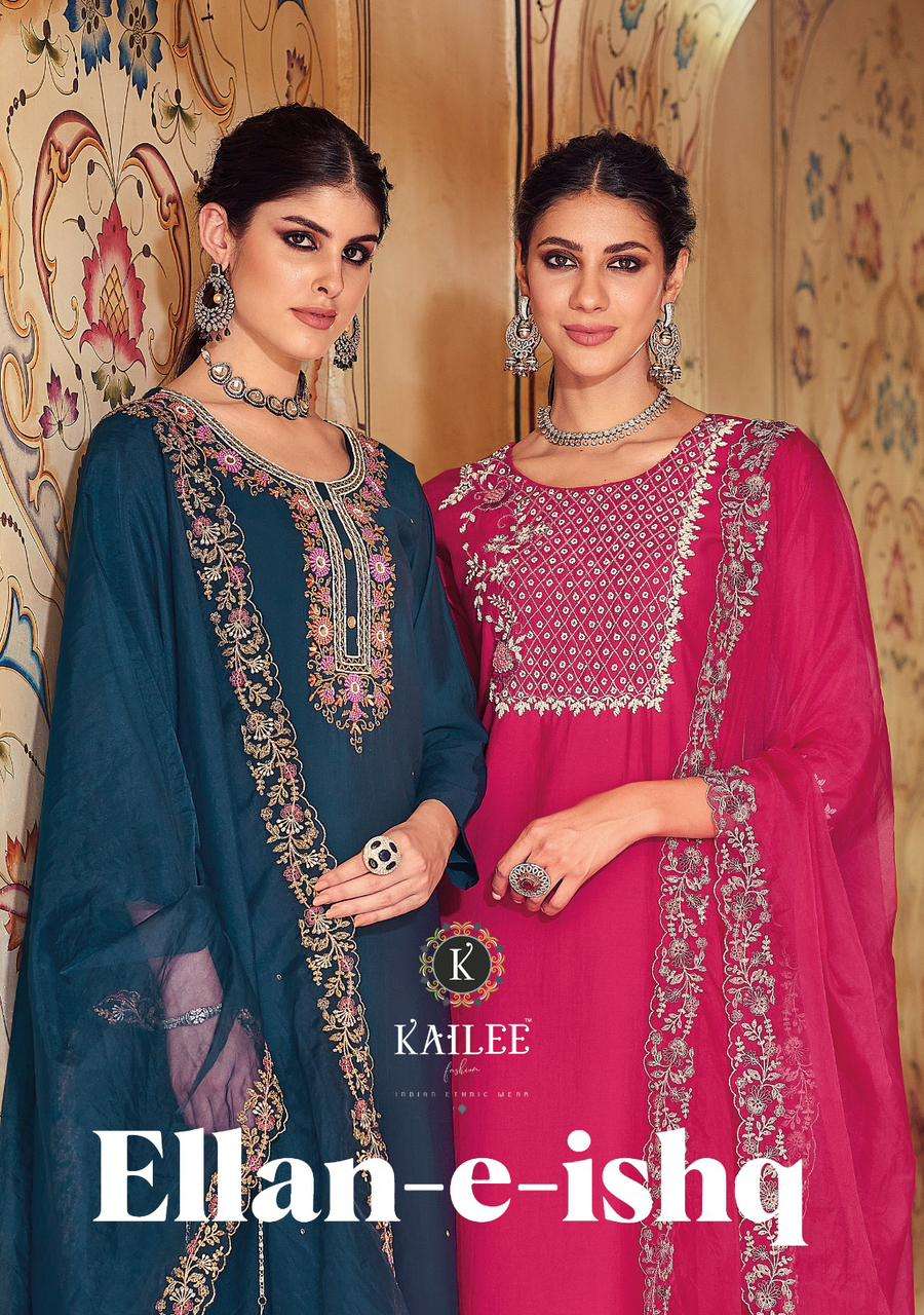 ELLAN-E-ISHQ BY KAILEE FASHION 41231 TO 41236 SERIES VISCOSE SILK WORK READYMADE DRESSES