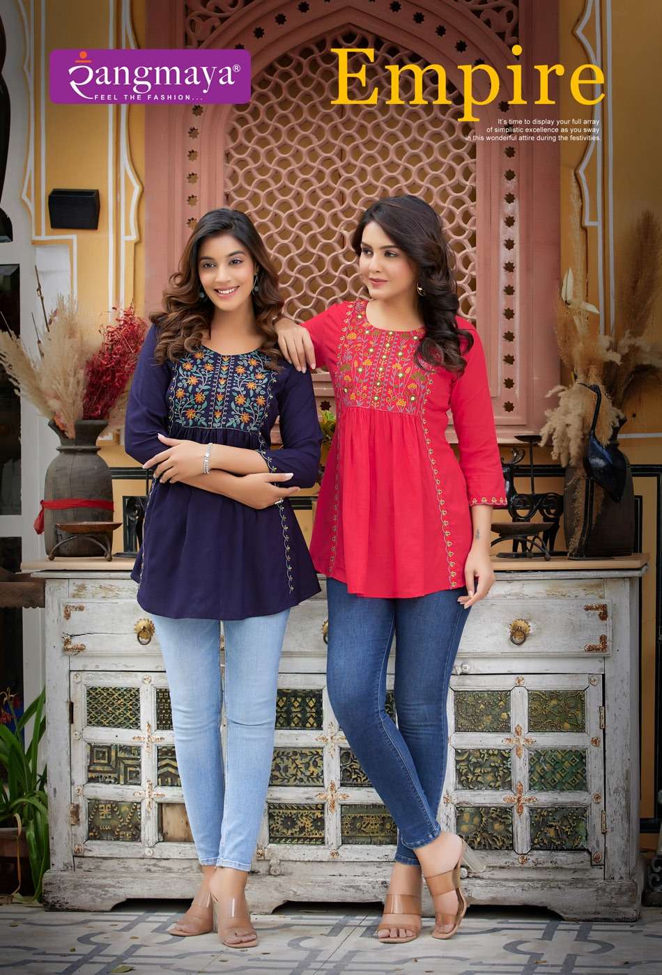 EMPIRE BY RANGMAYA 101 TO 108 RAYON EMBROIDERY WORK TOPS