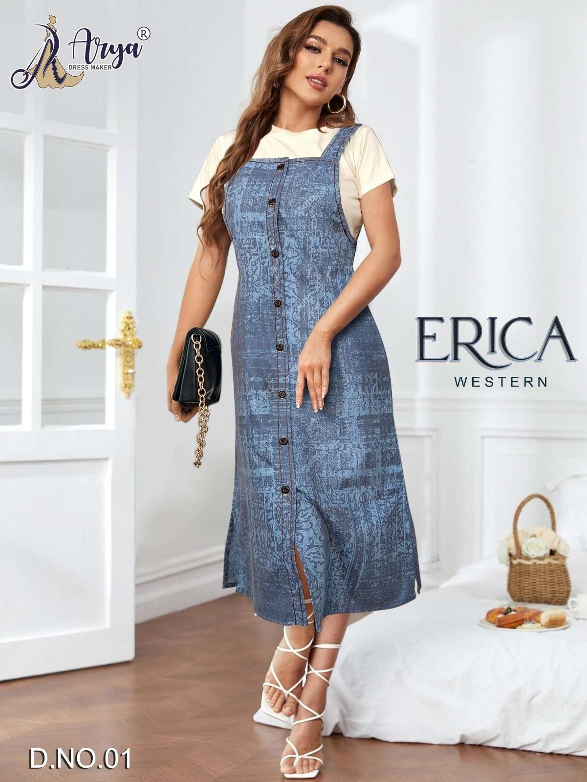 ERICA WESTERN BY ARYA DRESS MAKER 01 TO 06 SERIES COTTON PRINT WORK KURTIS