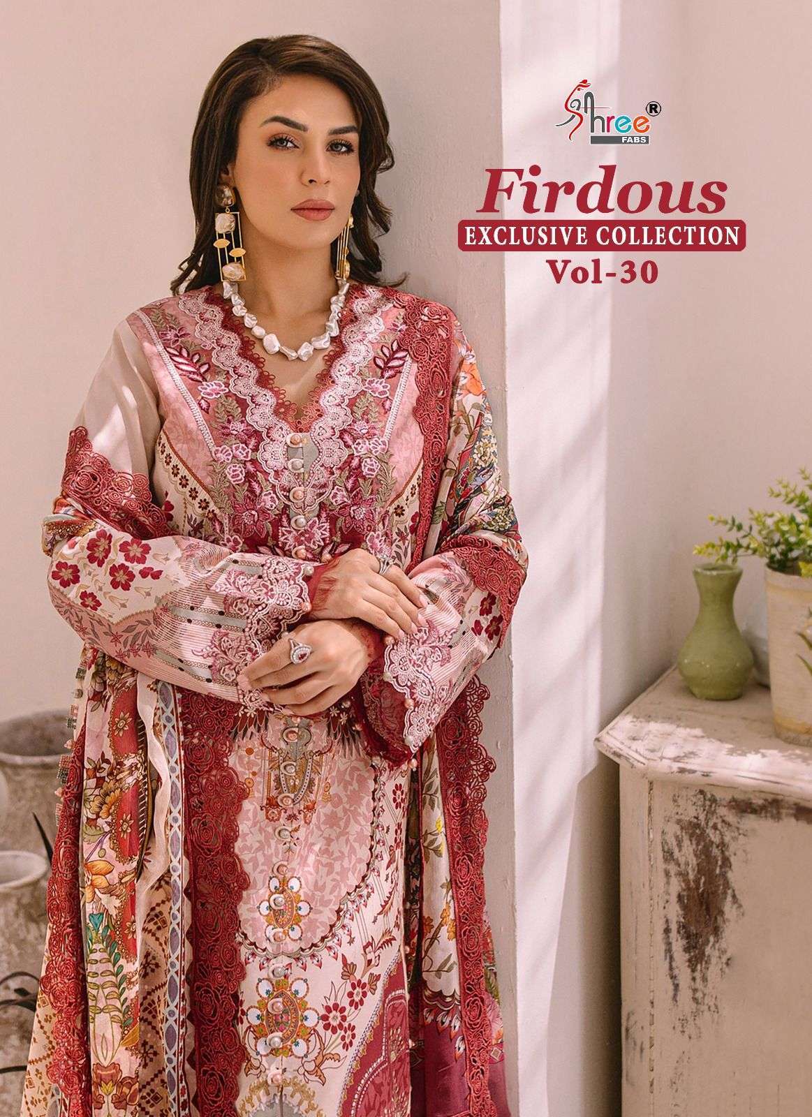 FIRDOUS EXCLUSIVE COLLECTION VOL-30 BY SHREE FABS 3219 TO 3226 SERIES COTTON PAKISTANI SUITS