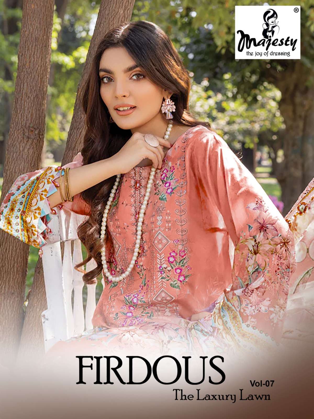 FIRDOUS LUXURY LAWN VOL-7 BY MAJESTY 1001 TO 1008 SERIES COTTON WORK PAKISTANI DRESSES