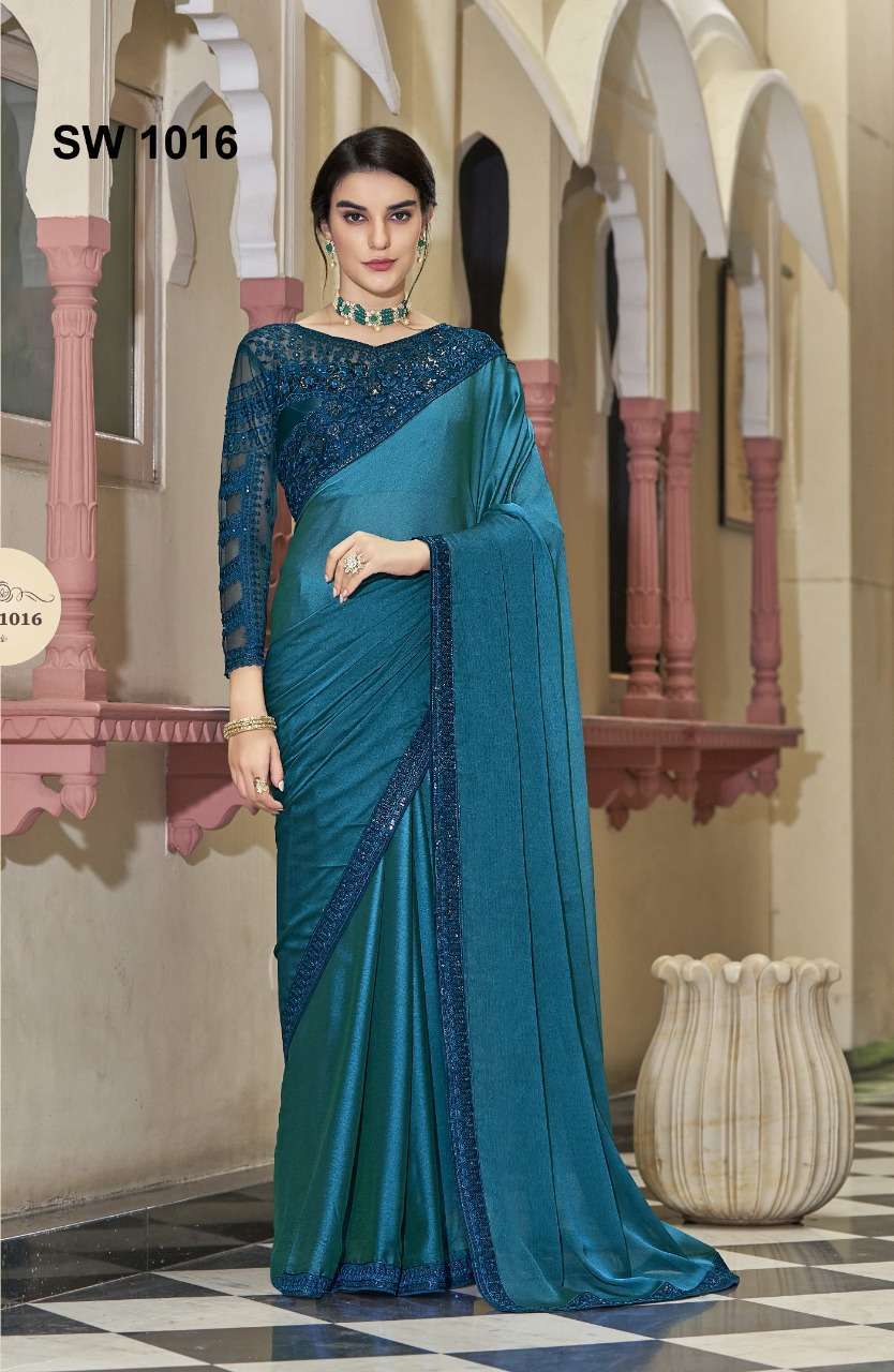 GALAXY HIT DESIGNS BY TFH SILK HEAVY MATERIAL WORK FESTIVE WEAR SAREES