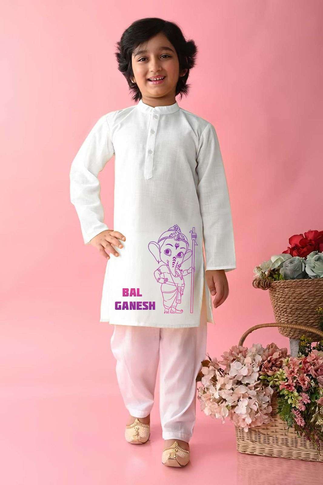 GANESH KURTA BY AQSAWHOLESALE MAGIC COTTON PRINT READYMADE KIDS KURTA PAJAMAS