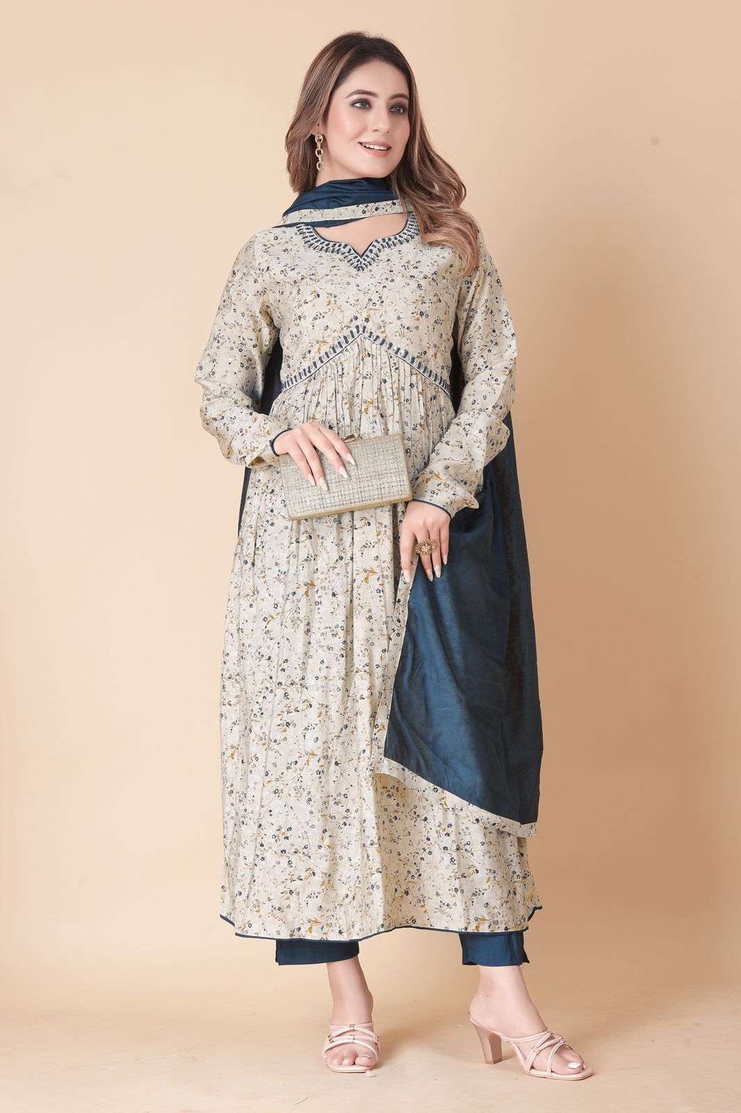 GC-1018 BY AQSAWHOLESALE MODAL SILK EMBROIDERY WORK READYMADE DRESS