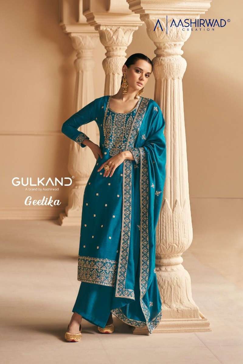 GEETIKA BY AASHIRWAD CREATION 9719 TO 9722 SERIES SILK EMBROIDERY WORK DRESSES