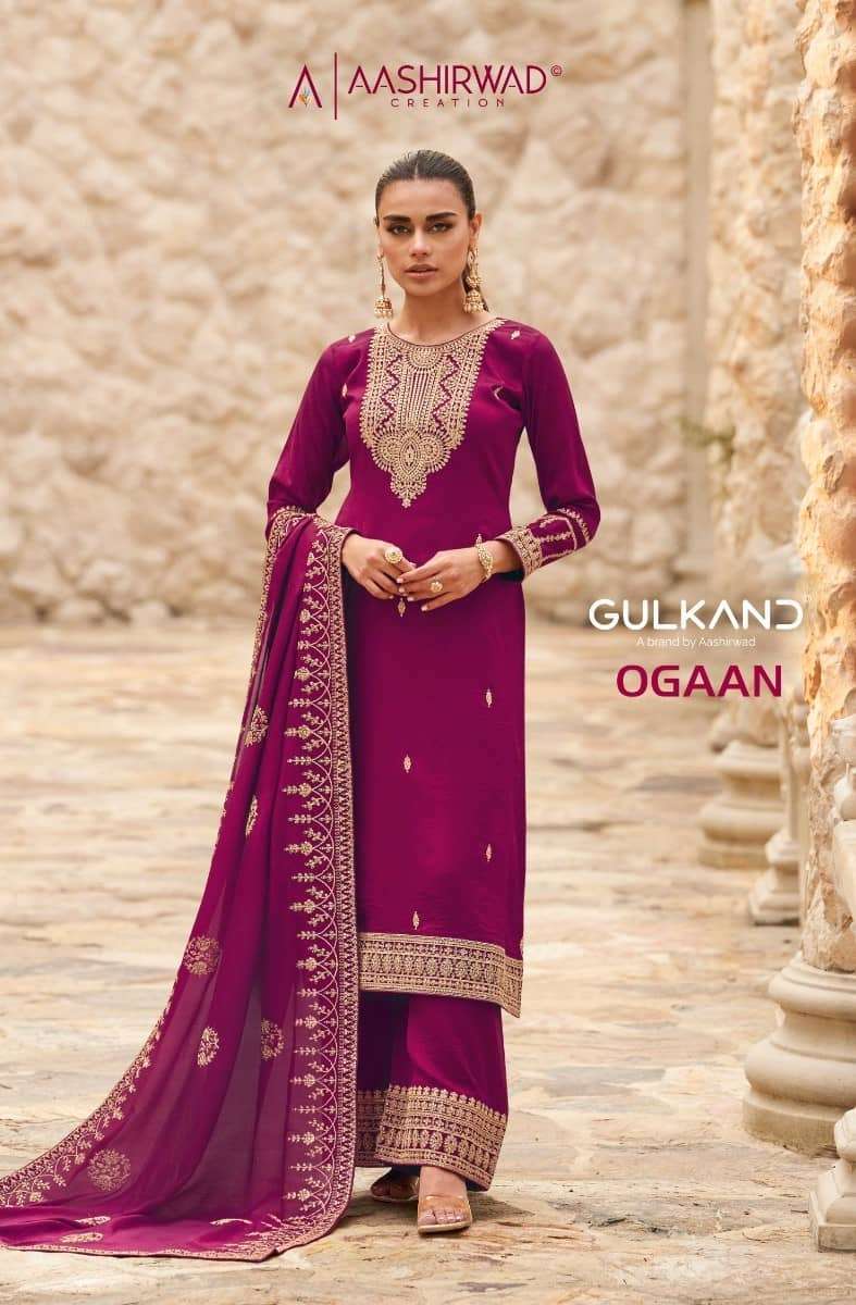 GULKAND OGAAN BY AASHIRWAD CREATION 9685 TO 9688 SERIES SILK EMBROIDERY DRESSES