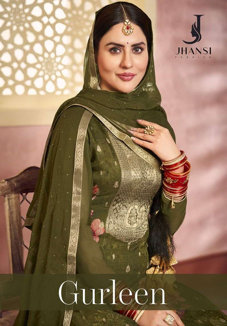 GURLEEN BY JHANSI FASHION 8001 TO 8004 SERIES ORGANZA JACQUARD WORK DRESSES