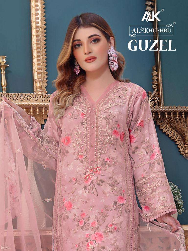 GUZEL BY AL KHUSHBU 5027-A TO 5027-D SERIES ORGANZA WORK READYMADE PAKISTANI DRESSES