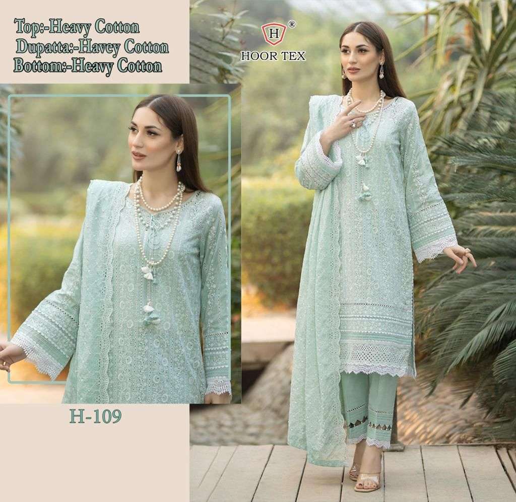 H-109 HIT DESIGN BY HOOR TEX COTTON HEAVY EMBROIDERY PAKISTANI DRESS