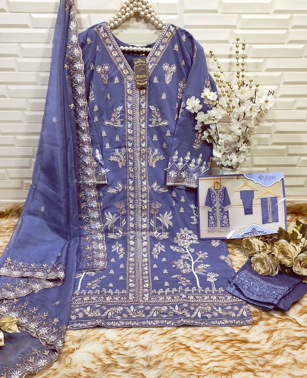 HC-137 COLOURS BY AQSAWHOLESALE FAUX GEORGETTE WORK READYMADE DRESSES