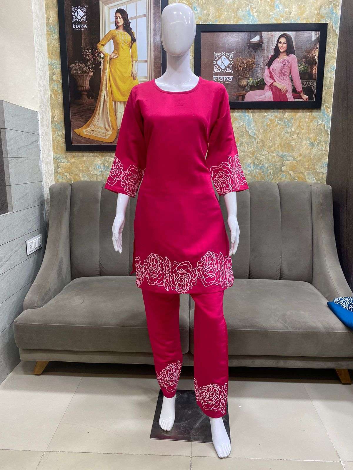 HENIVA BY KIANA ROMAN SILK EMBROIDERY WORK KURTI & PANTS