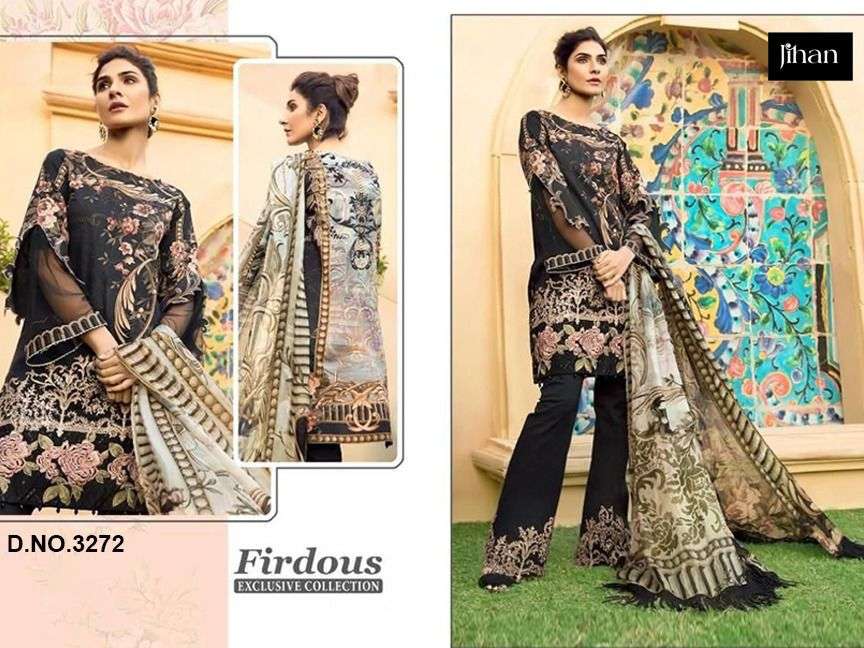 JIHAN 3272 BY AQSAWHOLESALE PURE COTTON PRINT WORK PAKISTANI DRESS