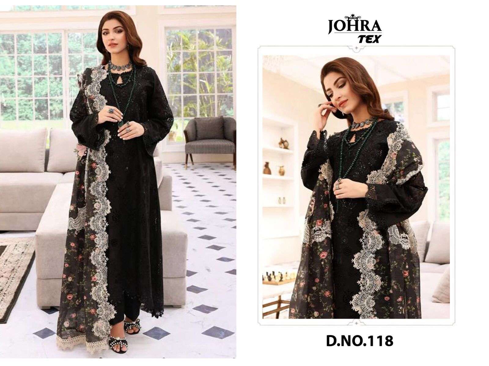 JT-118 HIT DESIGN BY JOHRA TEX CAMBRIC COTTON EMBROIDERY PAKISTANI DRESS