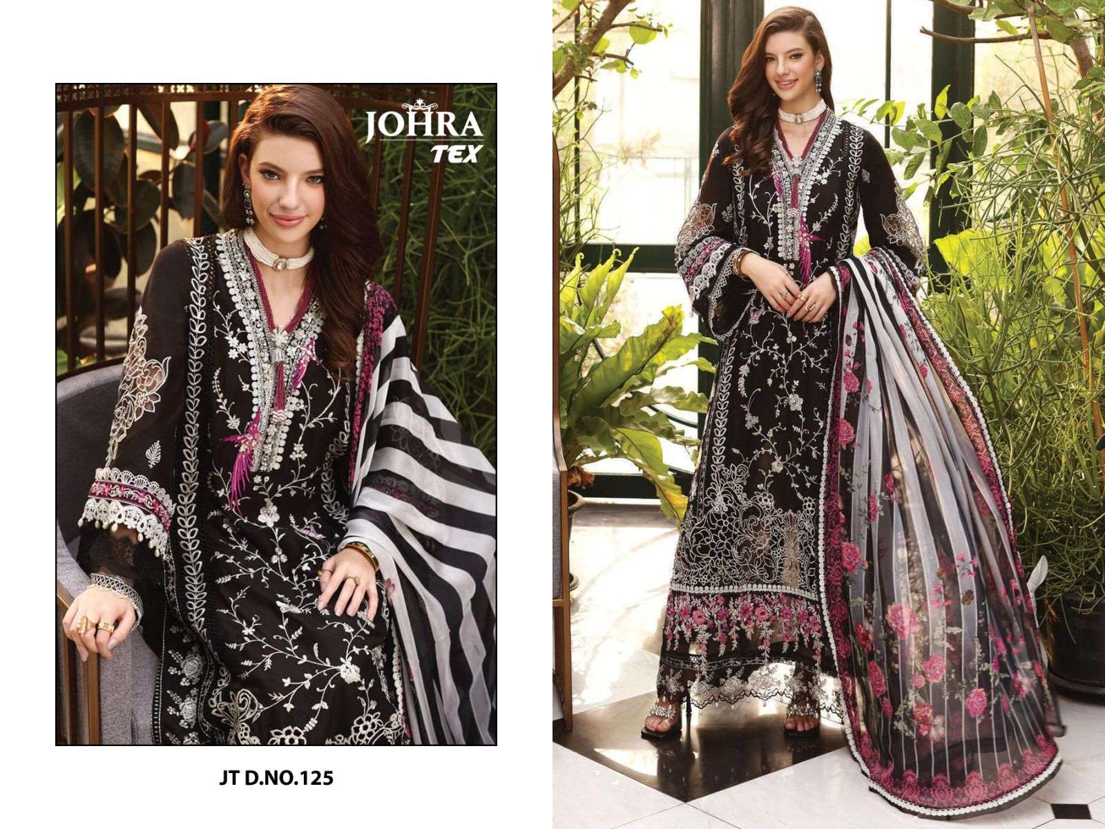 JT-125 HIT DESIGN BY JOHRA TEX CAMBRIC COTTON PRINT EMBROIDERY PAKISTANI DRESS