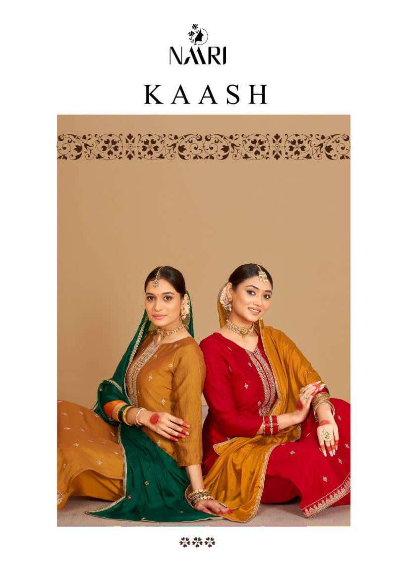 KAASH BY NAARI 9901 TO 9904 SERIES PURE VICHITRA SILK EMBRODIERY DRESSES