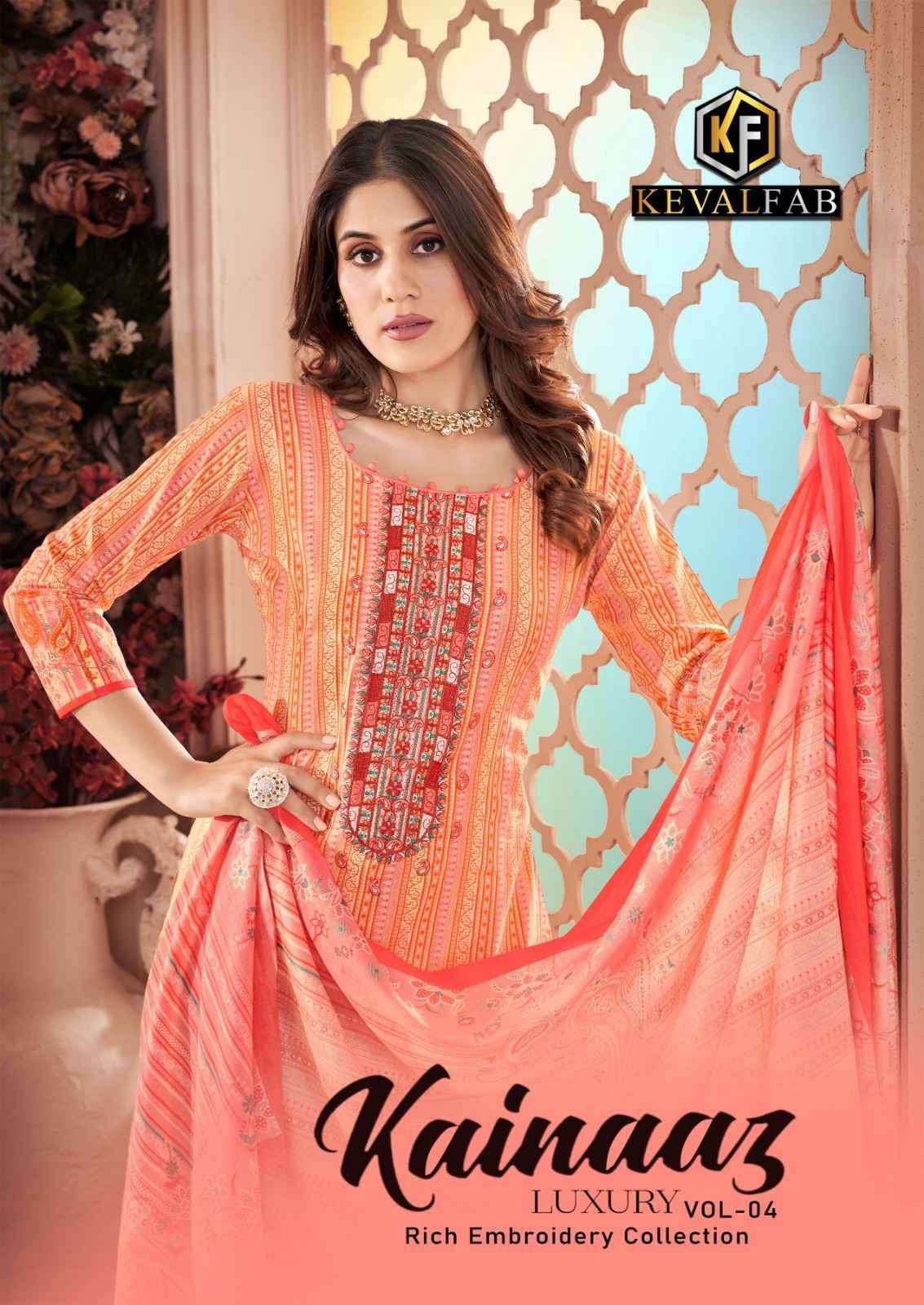 KAINAAZ VOL-4 BY KEVAL FAB 4001 TO 4008 SERIES HEAVY COTTON PRINT DRESSES